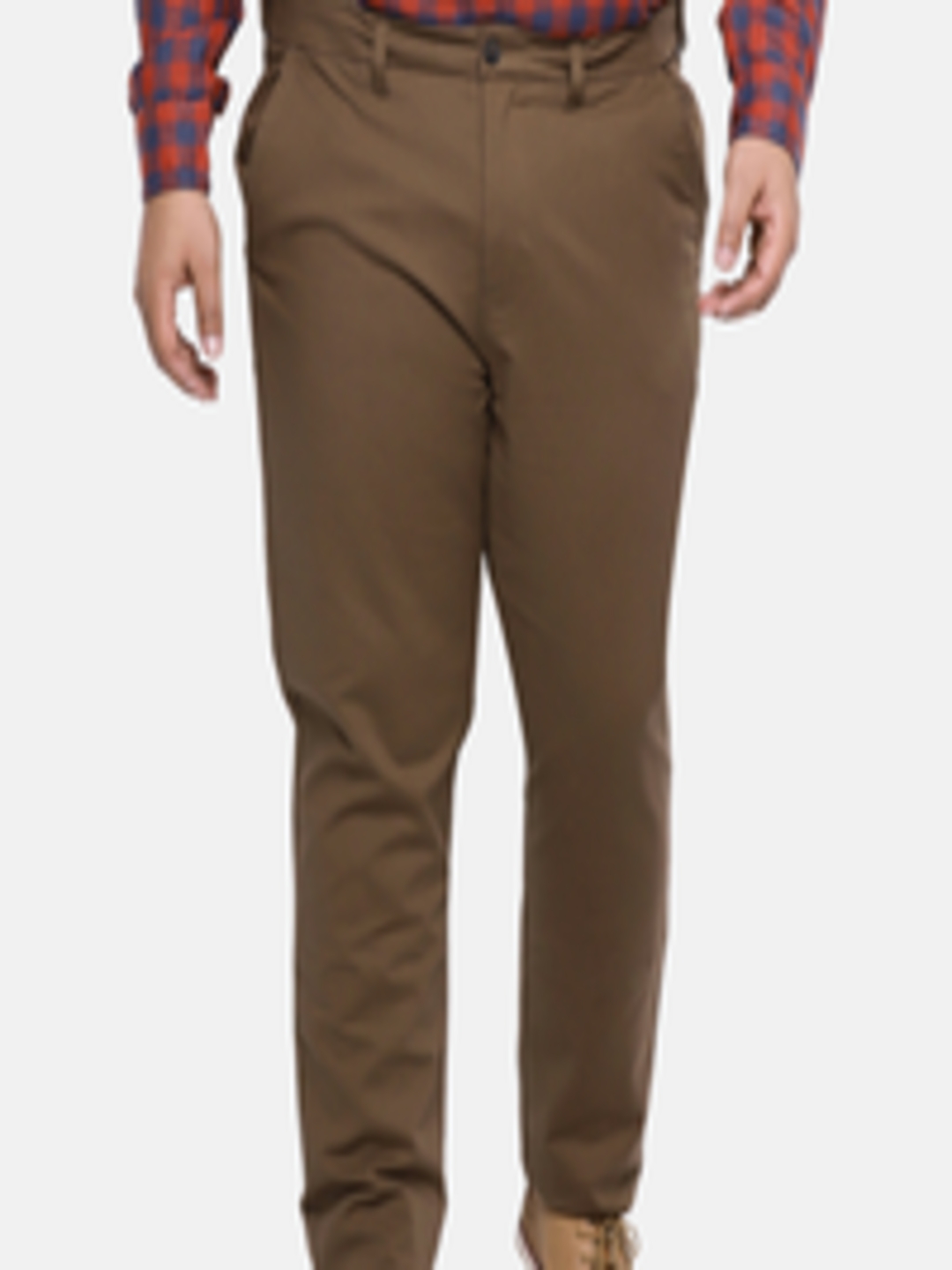 Buy ALL Plus Size Men Brown Regular Fit Solid Chinos - Trousers for Men ...