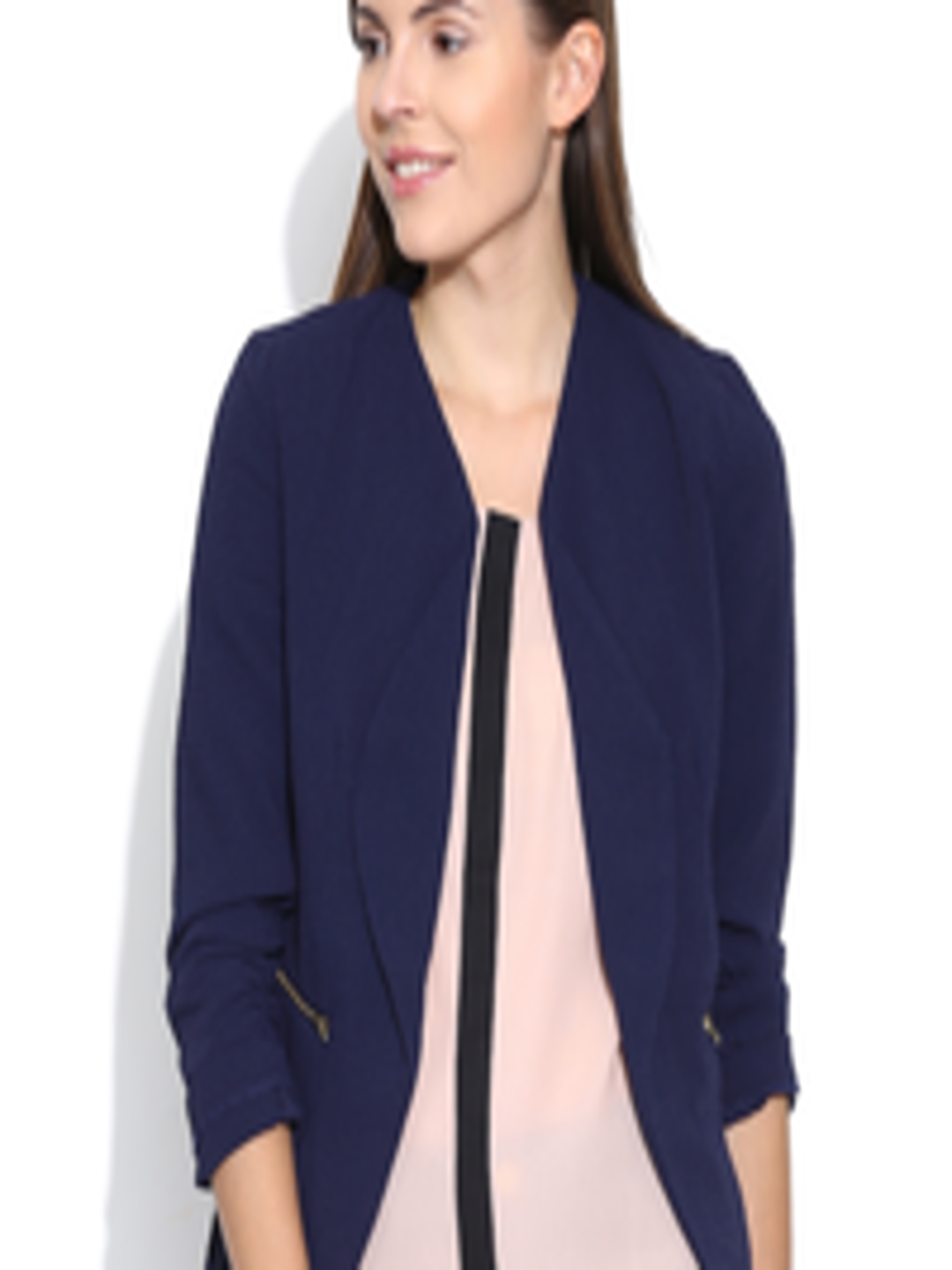 Buy Vero Moda Navy Textured Blazer - Blazers for Women 1043002 | Myntra