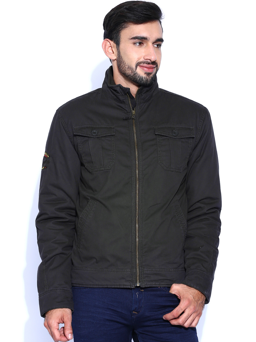 Buy Wrangler Brown Padded Biker Jacket - Jackets for Men ... (1080 x 1440 Pixel)