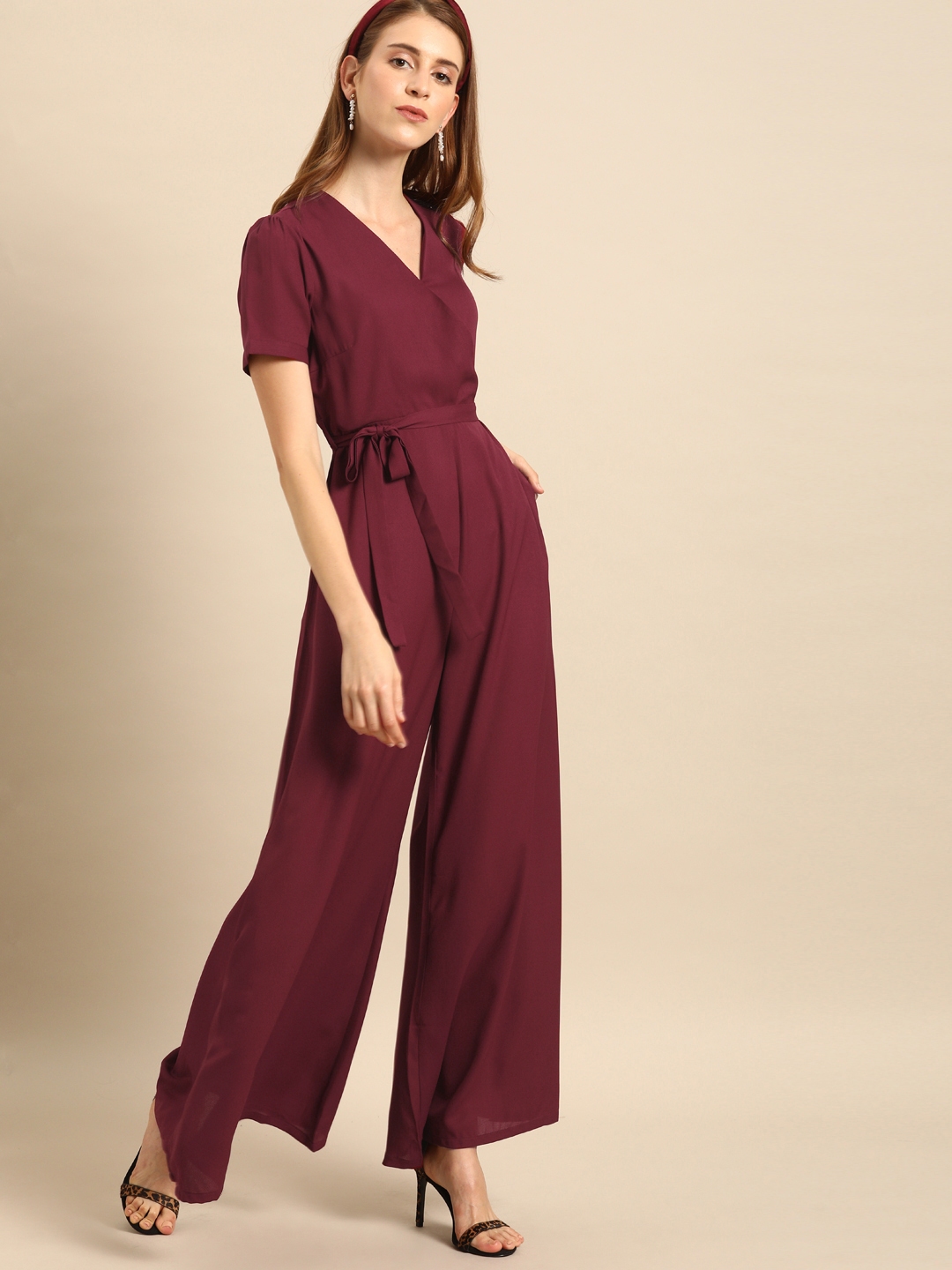 Buy DressBerry Women Burgundy Solid Basic Jumpsuit - Jumpsuit for Women ...