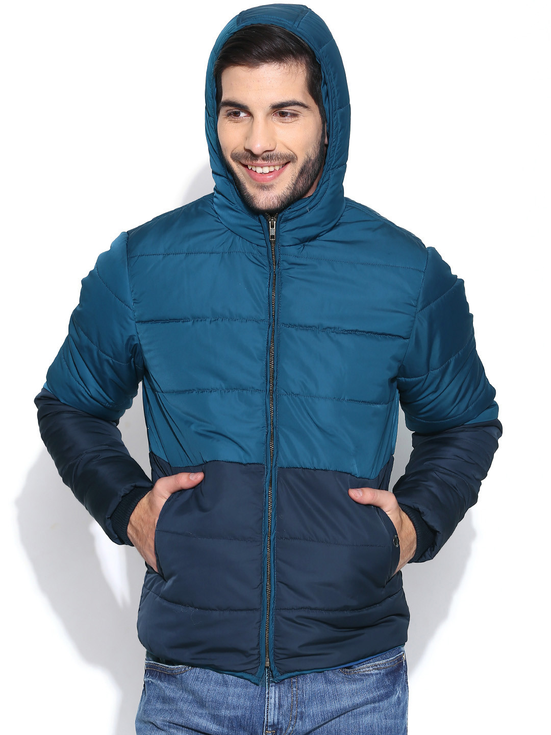 Buy Flying Machine Blue Hooded Padded Jacket Jackets for Men 1044928