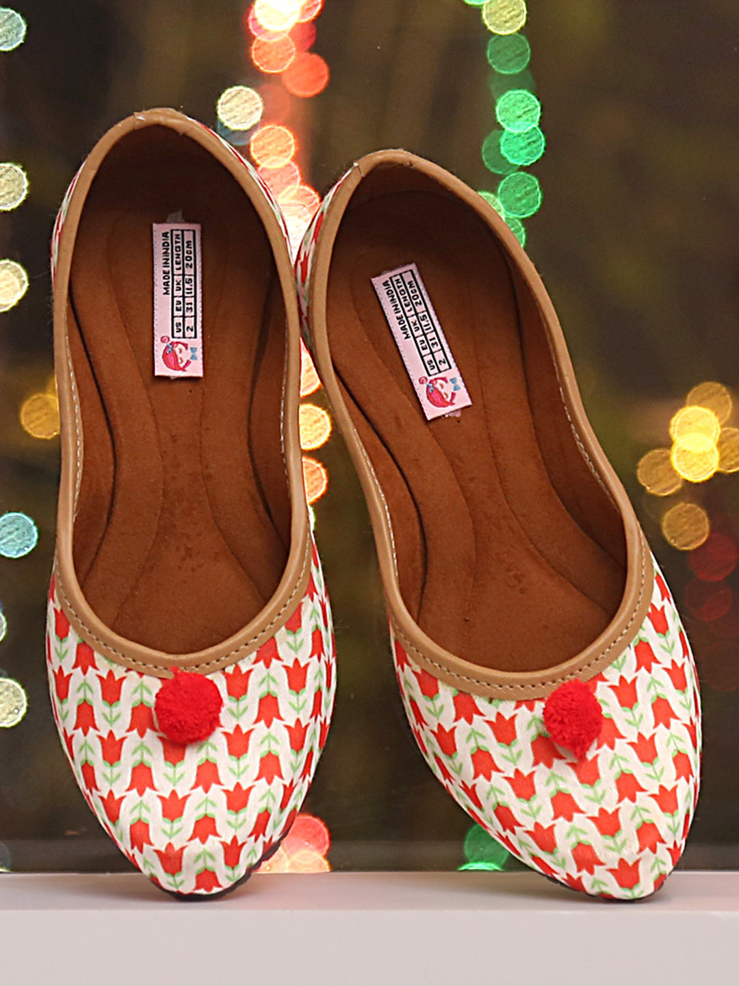 Buy DChica Girls Orange Printed Mojaris Flats for Girls 10450096 Myntra
