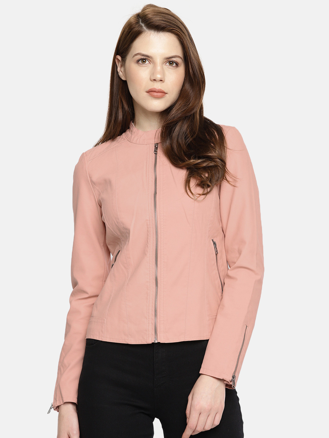 Buy ONLY Women Peach Coloured Solid Lightweight Jacket - Jackets for Women 10450776 | Myntra
