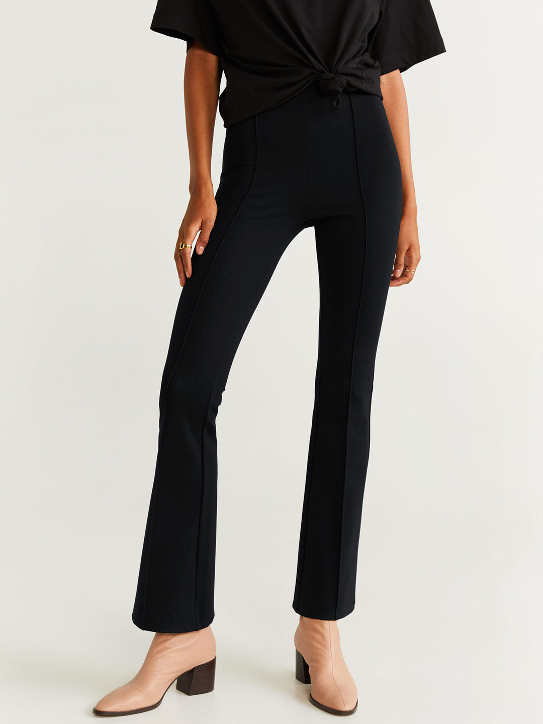 Buy MANGO Women Black Solid Bootcut Treggings  - Jeggings for Women 10451146 | Myntra