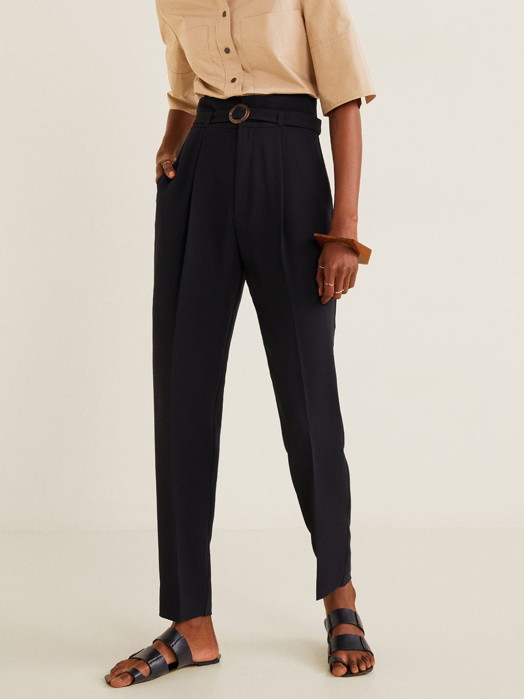 mango relaxed cotton trousers