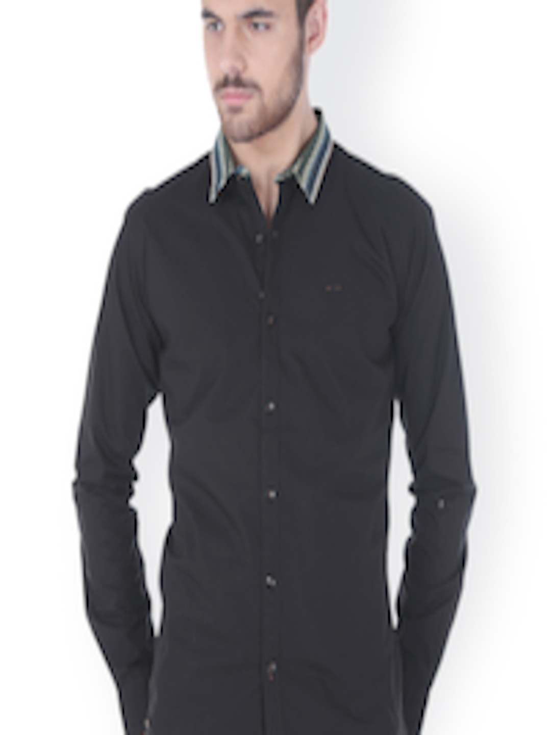 Buy Basics Black Slim Fit Casual Shirt - Shirts for Men 1045241 | Myntra