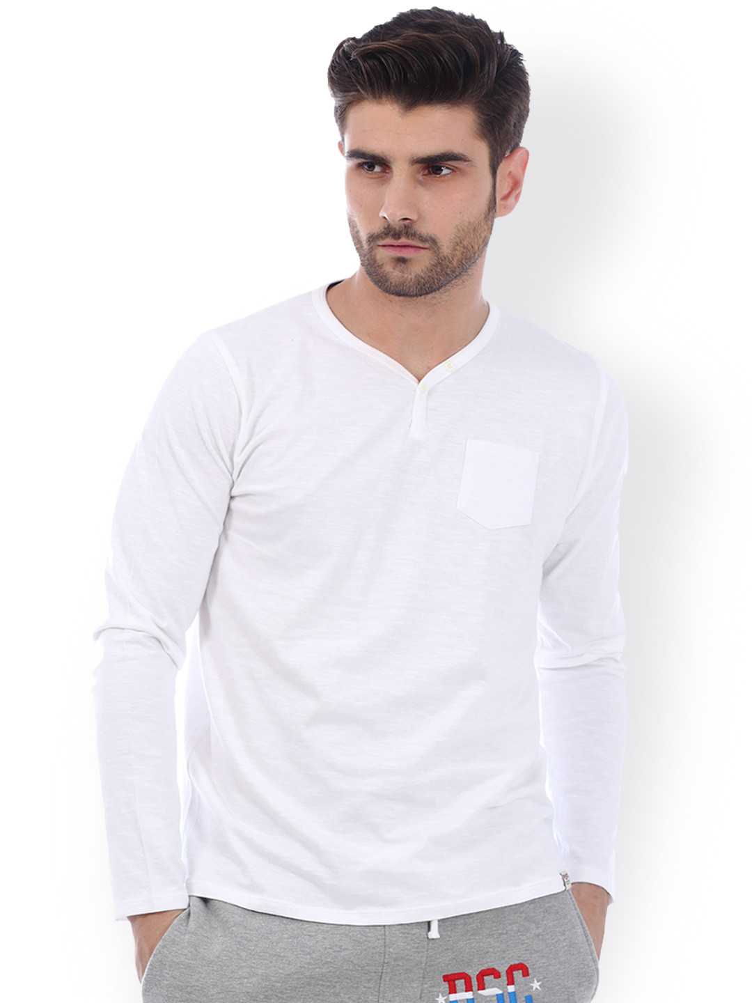 Buy Basics White Muscle Fit T Shirt Tshirts for Men 1045350 Myntra