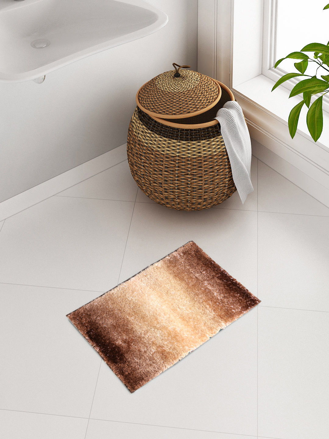 Buy SPACES Beige & Brown Dyed Plush Bath Rug Bath Rugs for Unisex
