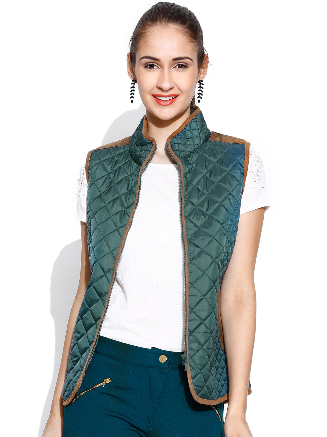 Buy Wills Lifestyle Green Sleeveless Quilted Jacket Jackets for Women