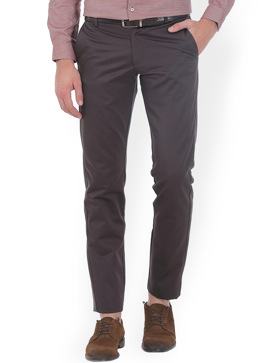 Buy Basics Brown Comfort Fit Trousers - Trousers for Men 1045743 | Myntra