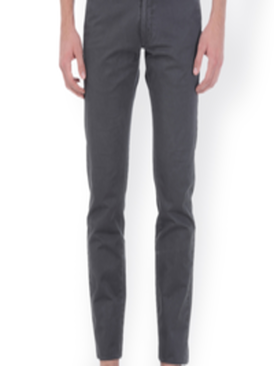 Buy Basics Grey Tapered Fit Chino Trousers - Trousers for Men 1045747