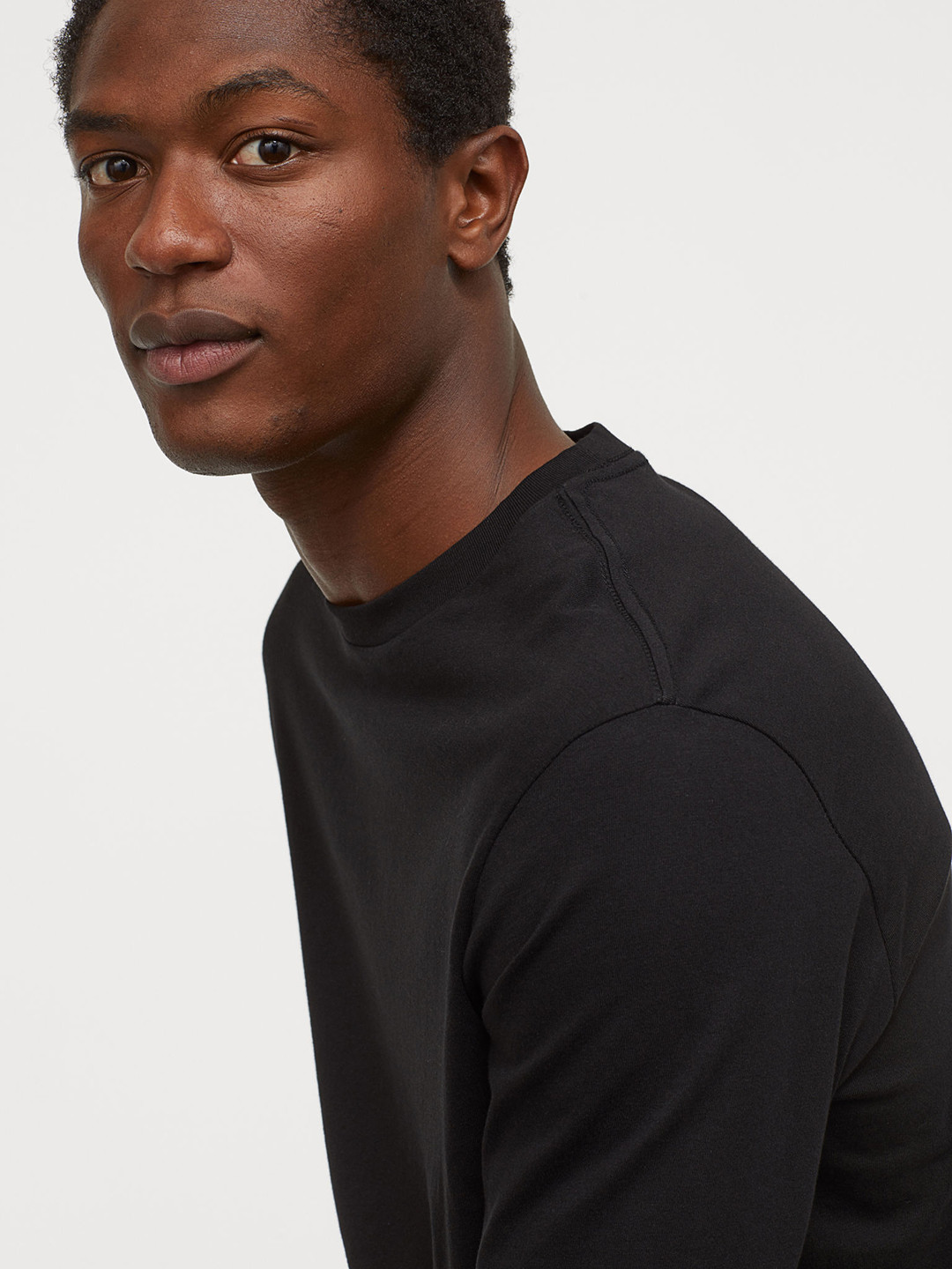 Buy H&M Men Black Solid Long Sleeved Top Regular Fit Sweatshirts for