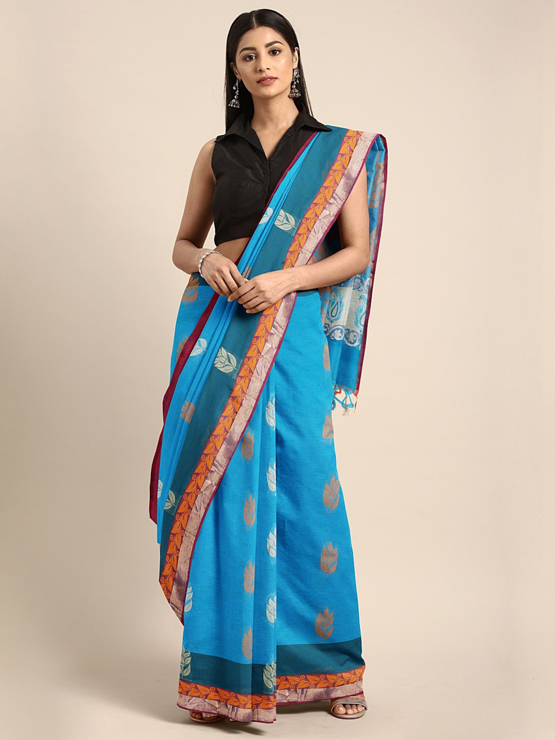 Buy The Chennai Silks Classicate Blue Pure Cotton Woven Design Kovai