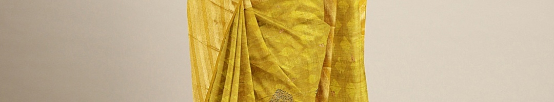 Buy The Chennai Silks Olive Green Jute Silk Embroidered Banarasi Saree ...