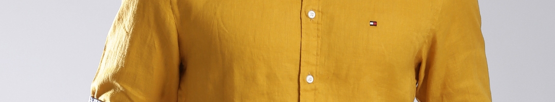 Buy Tommy Hilfiger Mustard Yellow Linen Casual Shirt - Shirts for Men ...