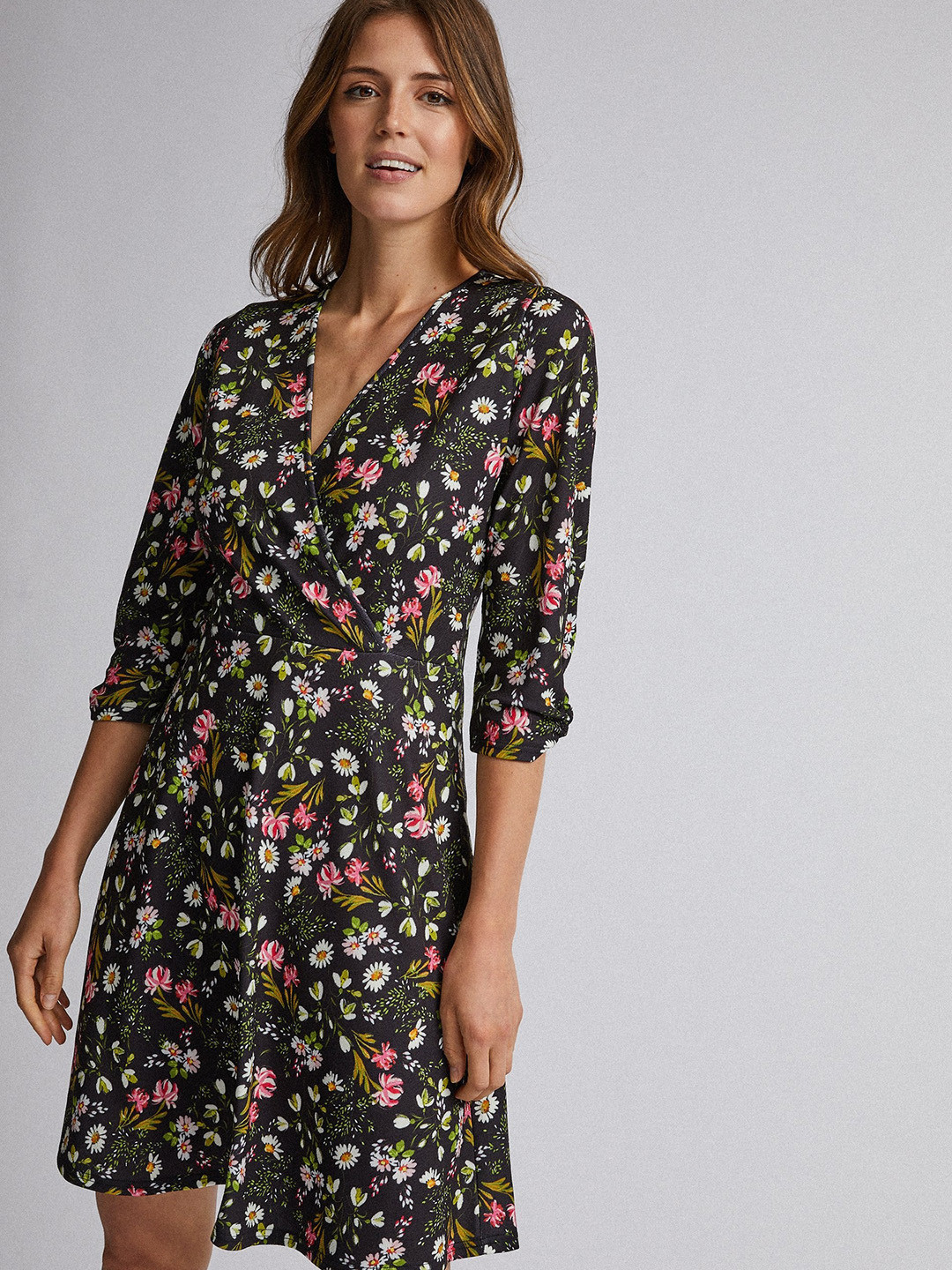 Buy DOROTHY PERKINS Women Black Printed Wrap Dress Dresses for Women