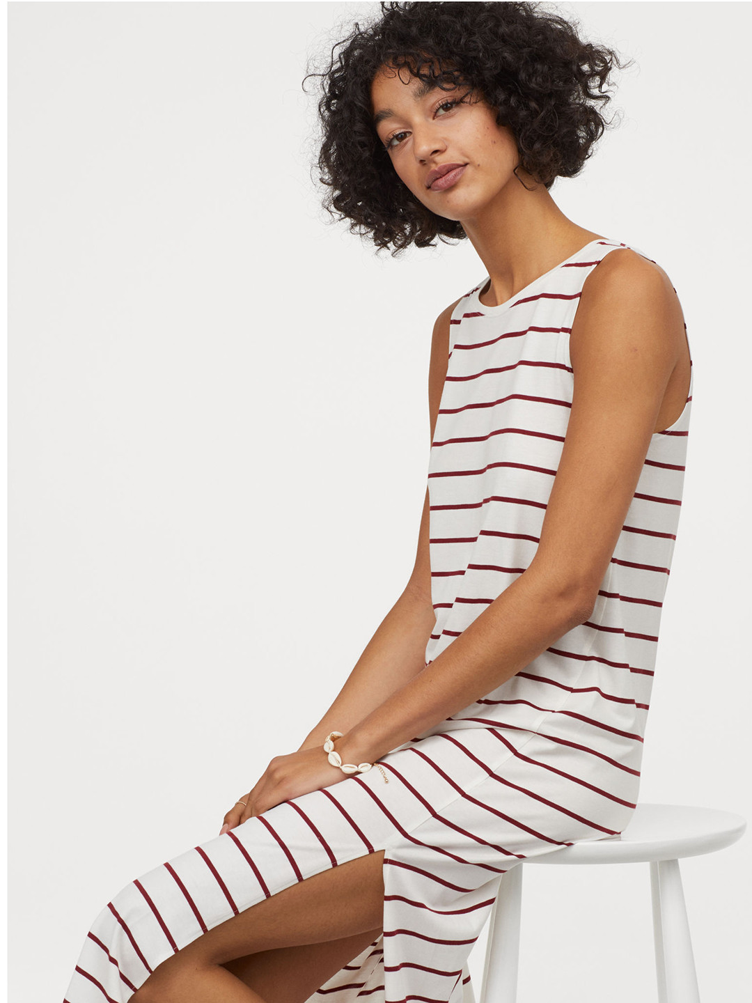 Buy H&M Women White And Red Striped Vest Dress Dresses for Women