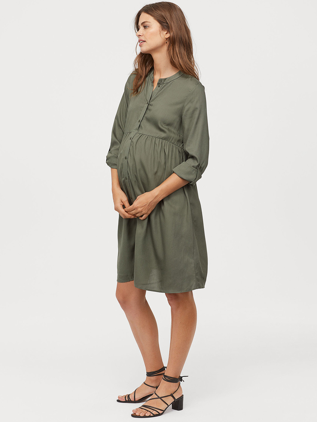 Buy H&M Women Green Solid MAMA Shirt Sustainable Dress Dresses for