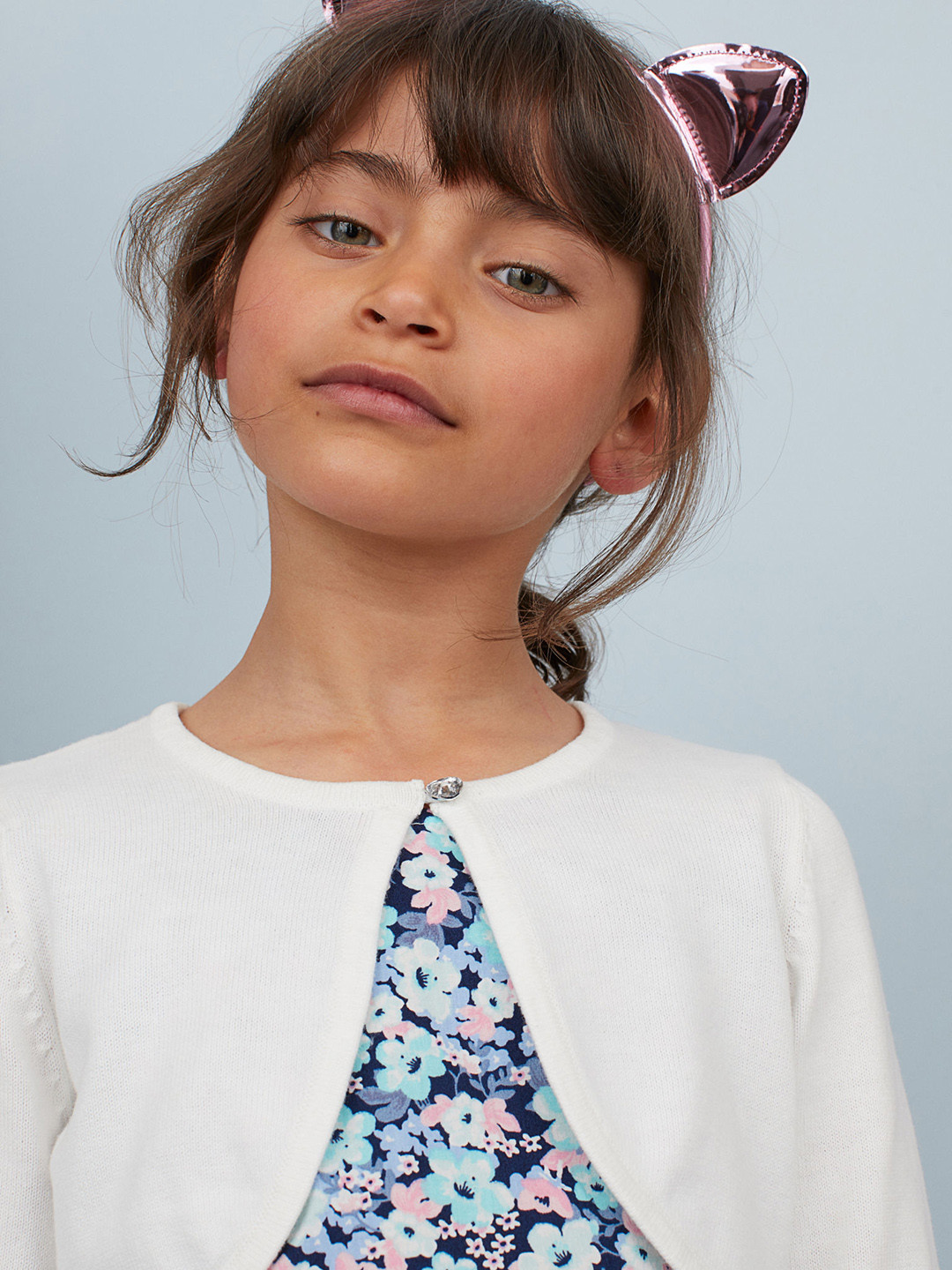 Buy H&M Girls White Solid Fine Knit Cotton Bolero Shrug for Girls