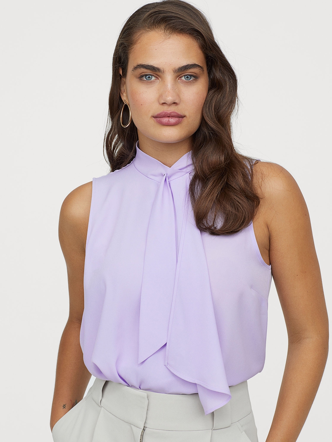 Buy H&M Women Purple Sleeveless Wrapover Blouse - Tops for Women ...