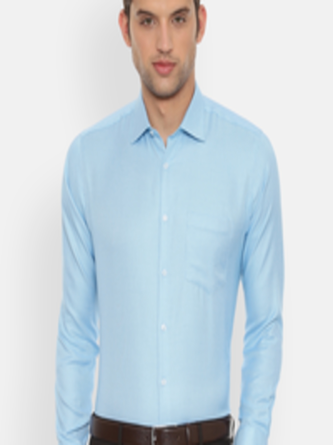 Buy Van Heusen Men Blue Regular Fit Textured Formal Shirt - Shirts for ...