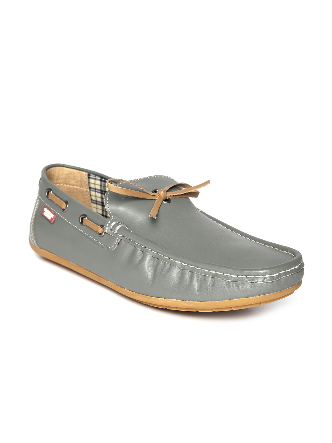 Buy Carlton London Men Grey Leather Boat Shoes Casual Shoes for Men