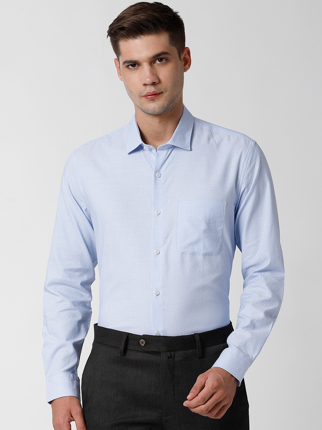 Buy Peter England Men Blue Slim Fit Self Design Formal Shirt Shirts