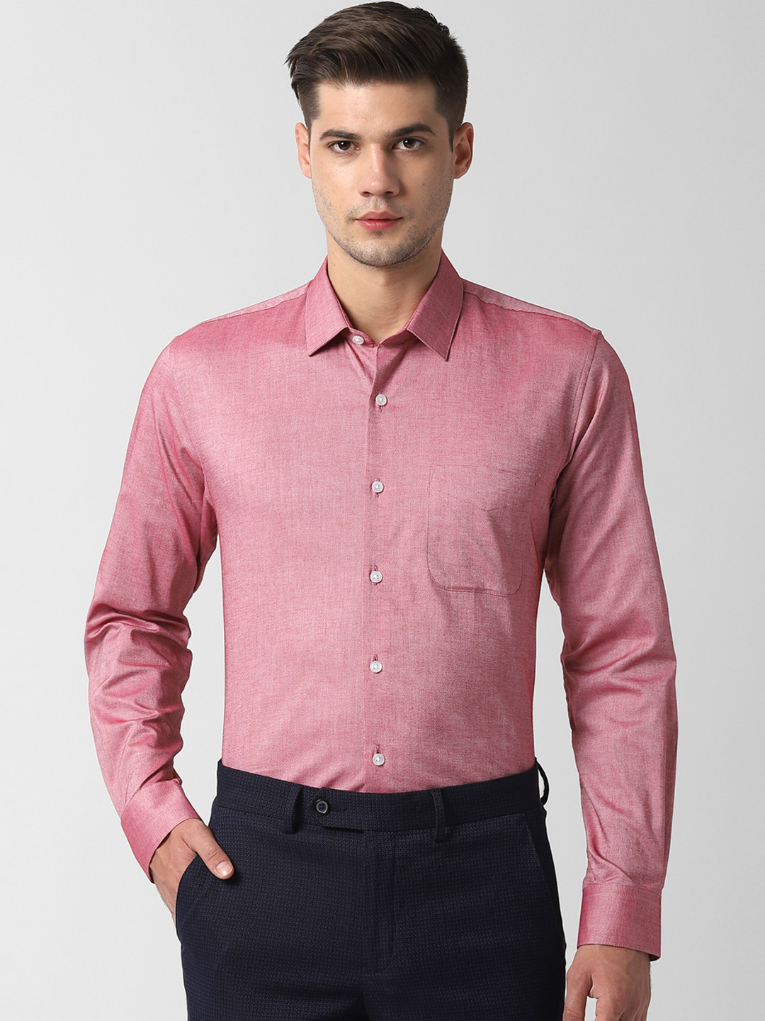 Buy Peter England Men Pink Slim Fit Self Design Formal ...