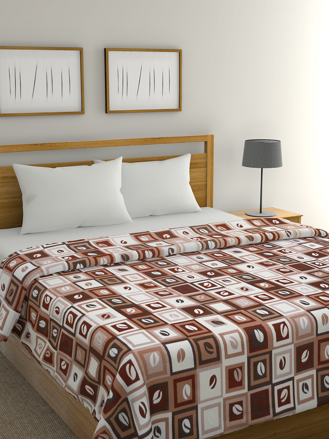 Buy Raymond Home Brown Geometric Heavy Winter 110 GSM Double Bed Dohar