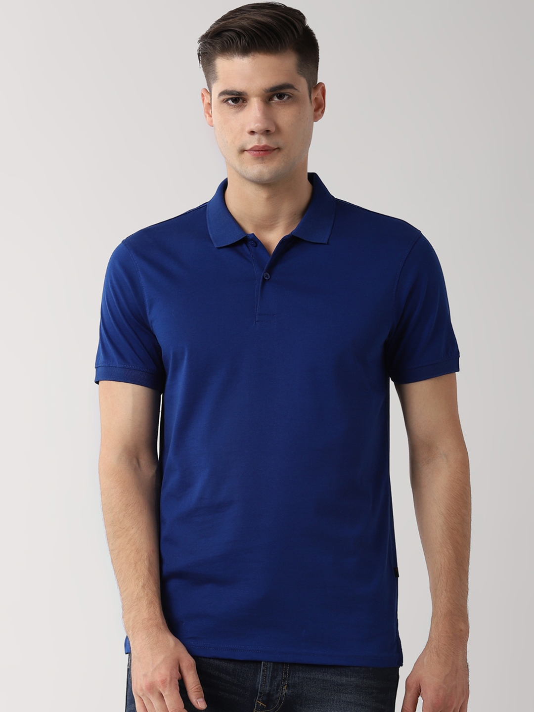 peter england men solid casual blue shirt