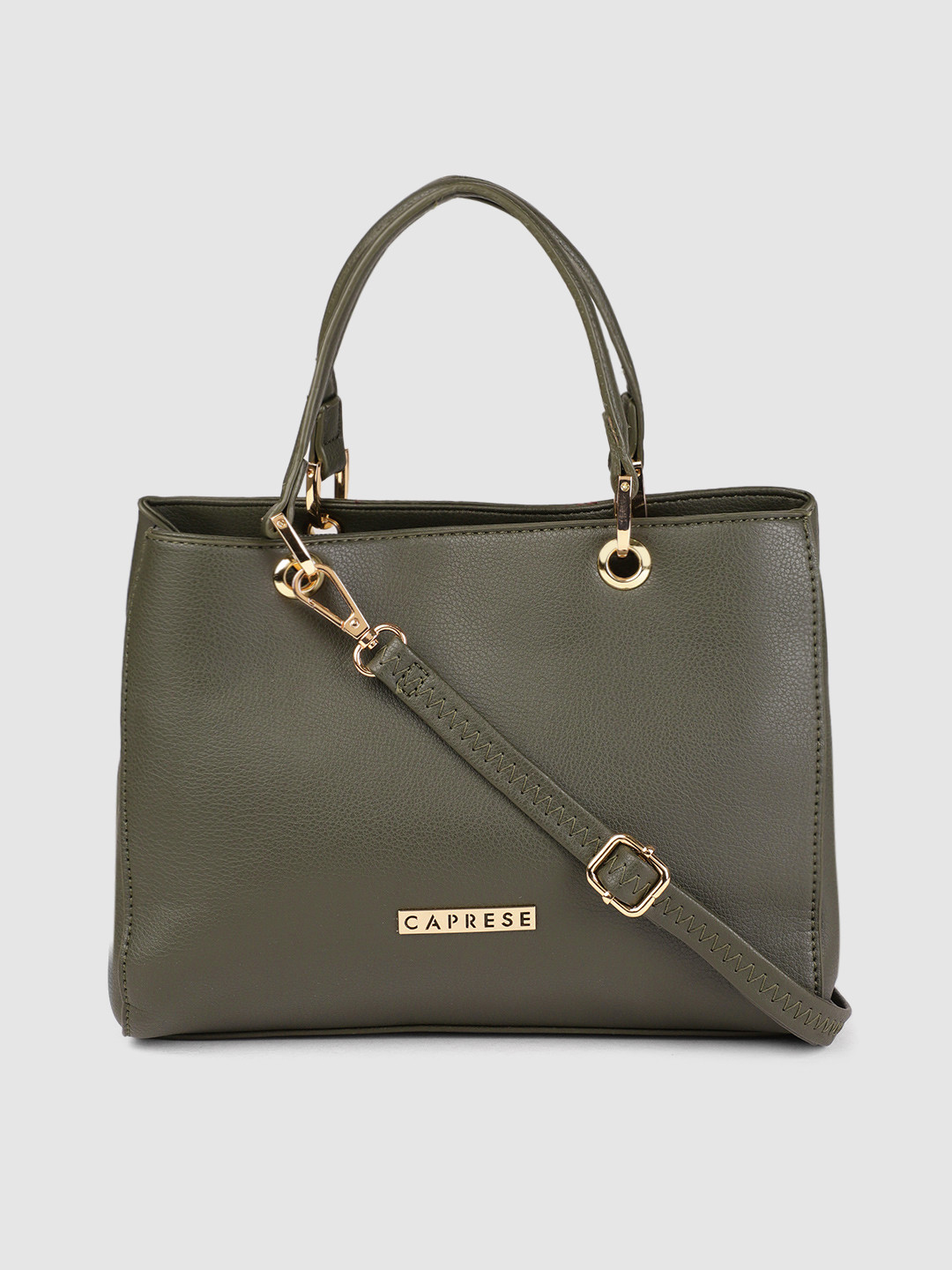 Buy Caprese Olive Green Solid Handheld Bag Handbags for Women