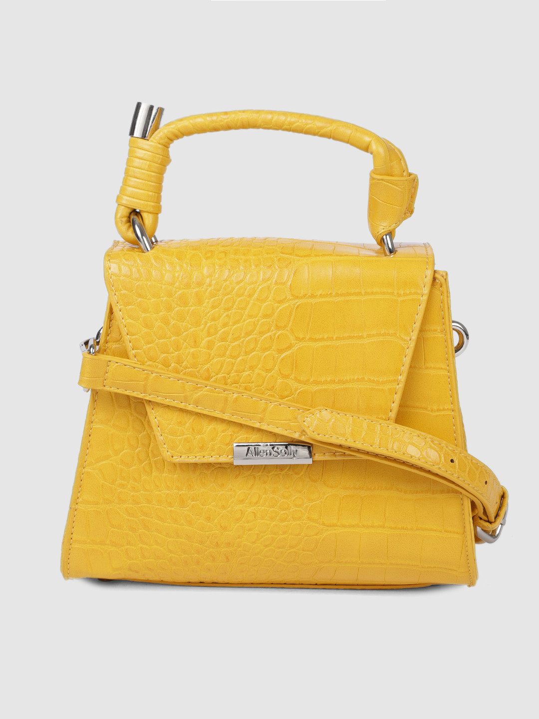 Buy Allen Solly Mustard Yellow Textured Sling Bag Handbags for Women