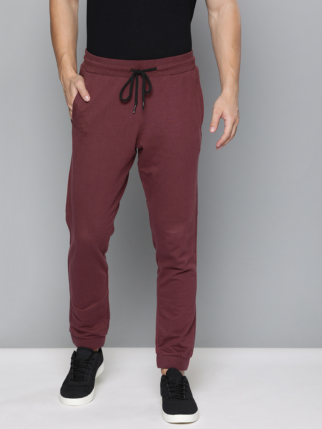 Buy SINGLE Men Maroon Solid Slim Fit Joggers Track Pants for Men