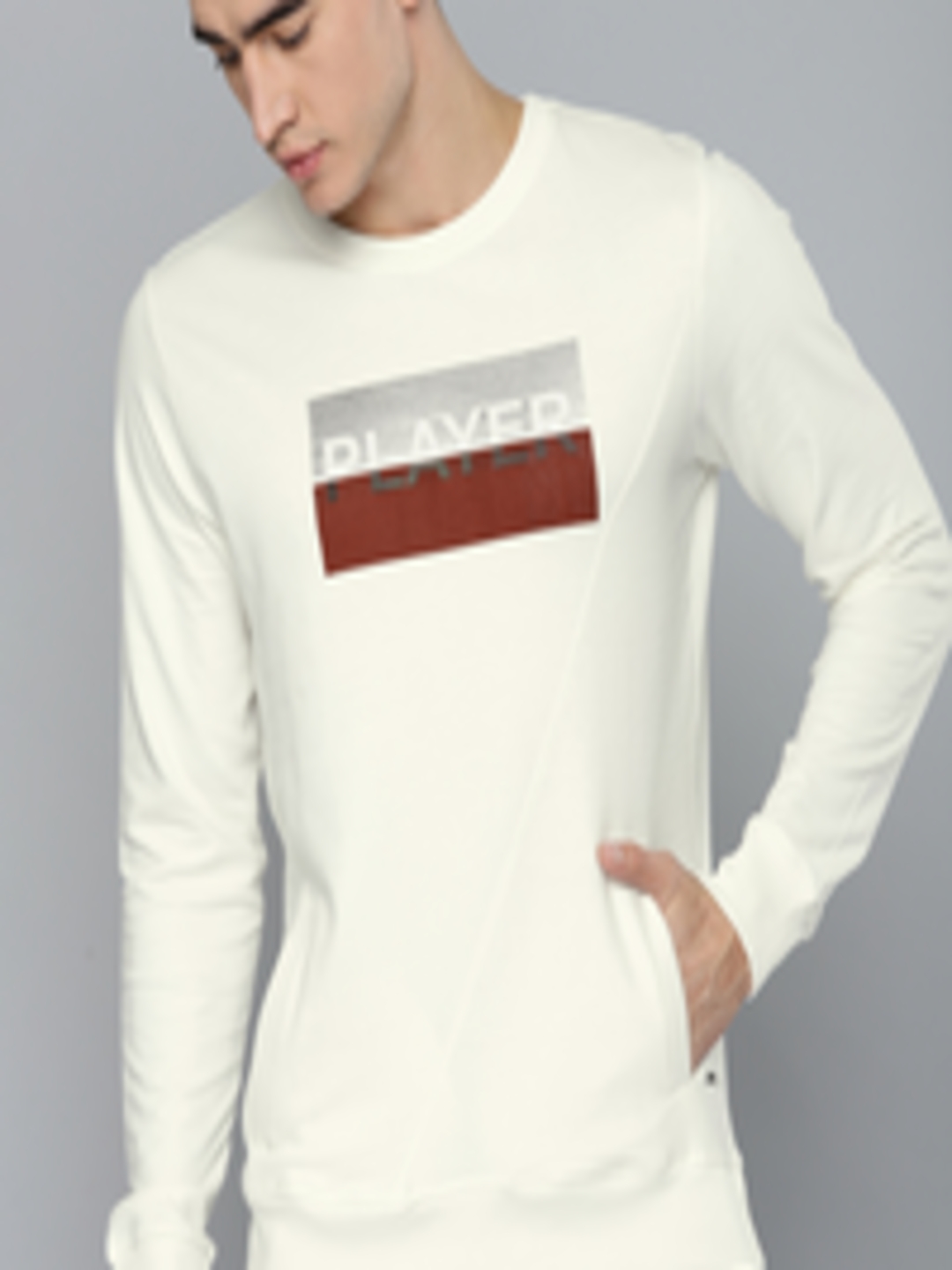 Buy SINGLE Men Off White Printed Sweatshirt - Sweatshirts for Men ...