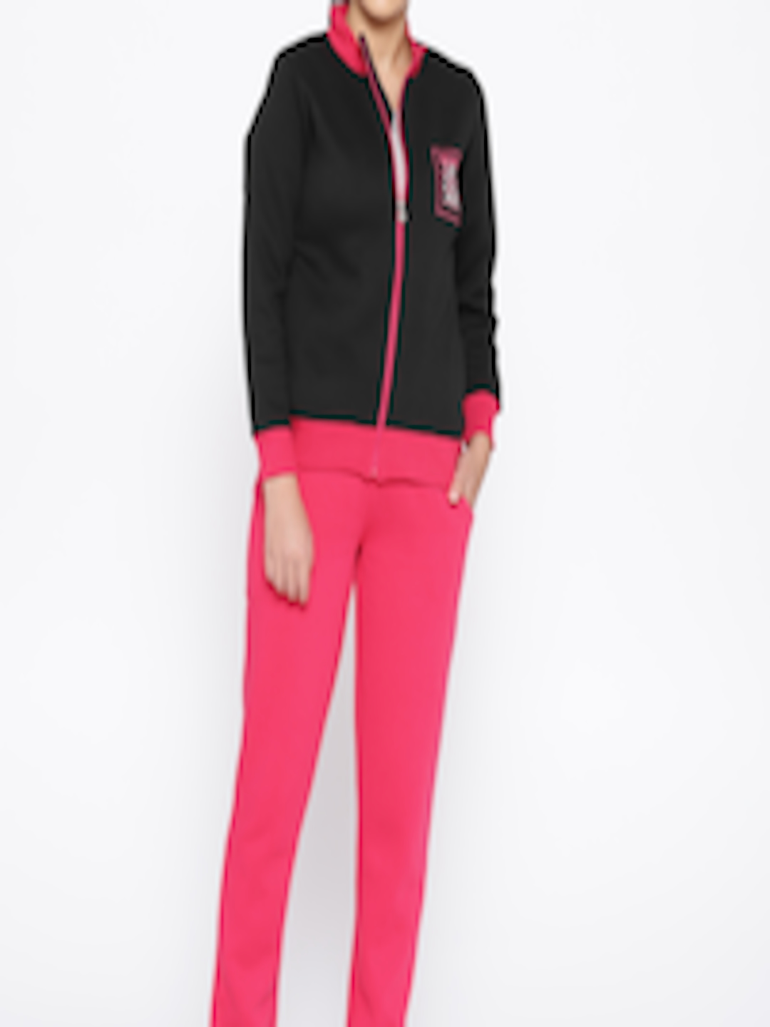 Buy Sweet Dreams Women Black & Pink Solid Tracksuit - Tracksuits for ...