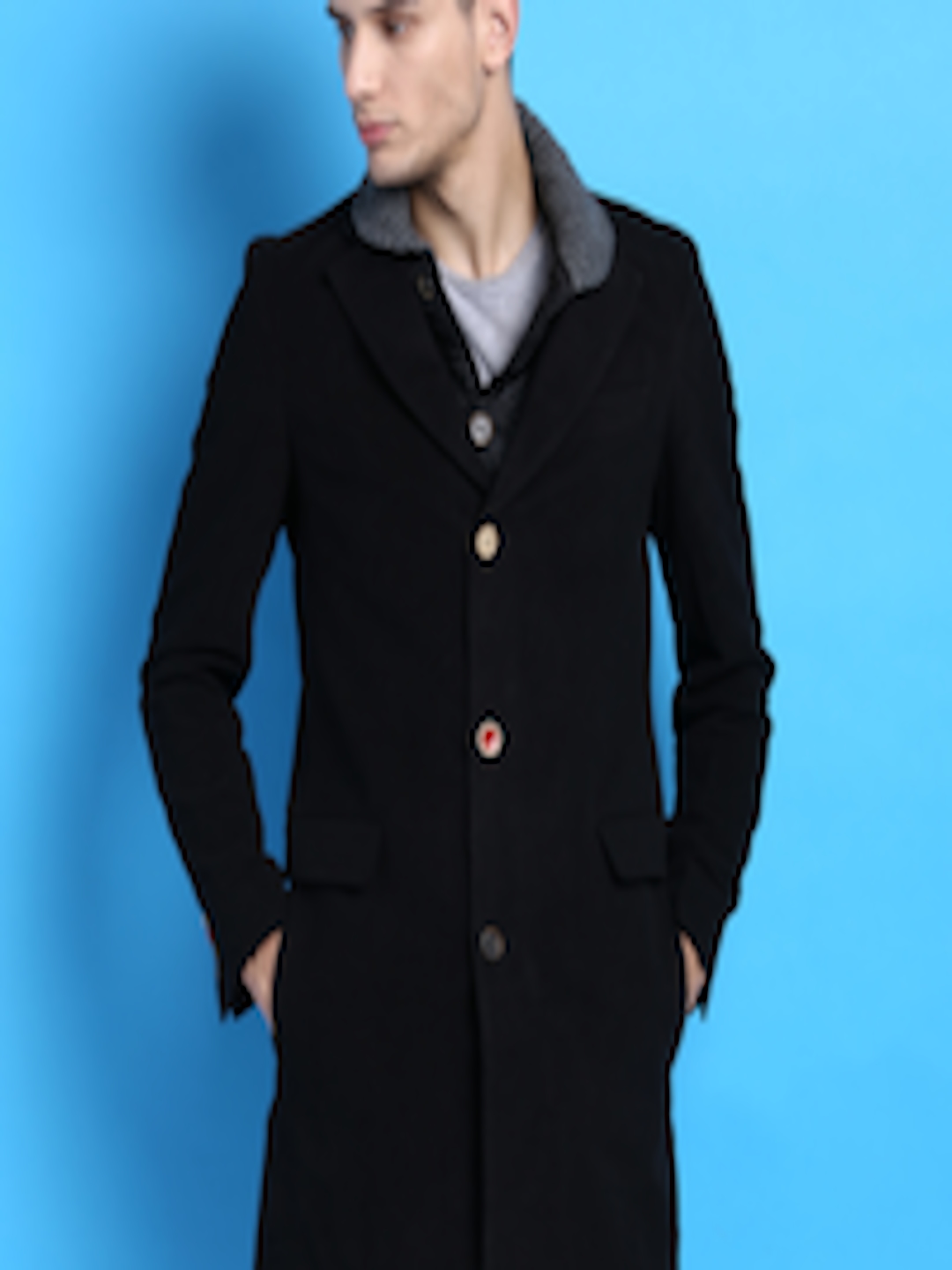 Buy Desigual Black Coat - Coats for Men 1048965 | Myntra