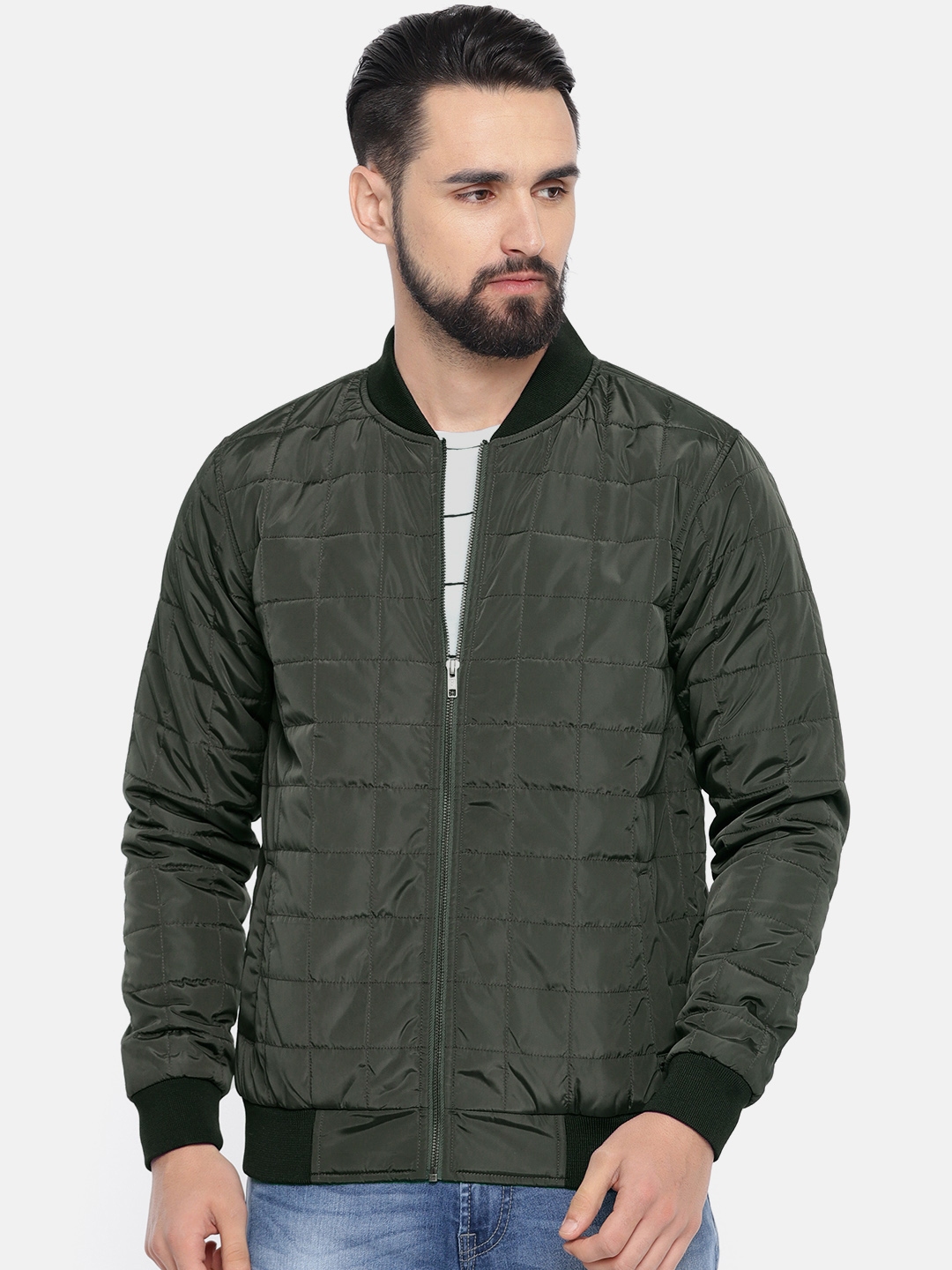 Buy Parx Men Olive Green Solid Padded Jacket - Jackets for Men 10493214 ...