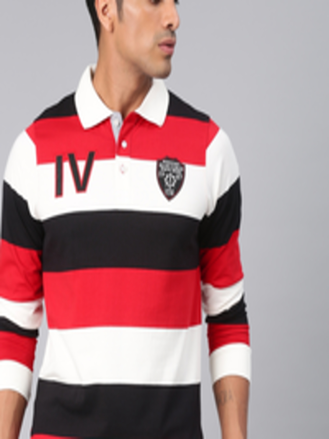 Buy American Crew Men Red & Black Colourblocked Polo Collar T Shirt ...