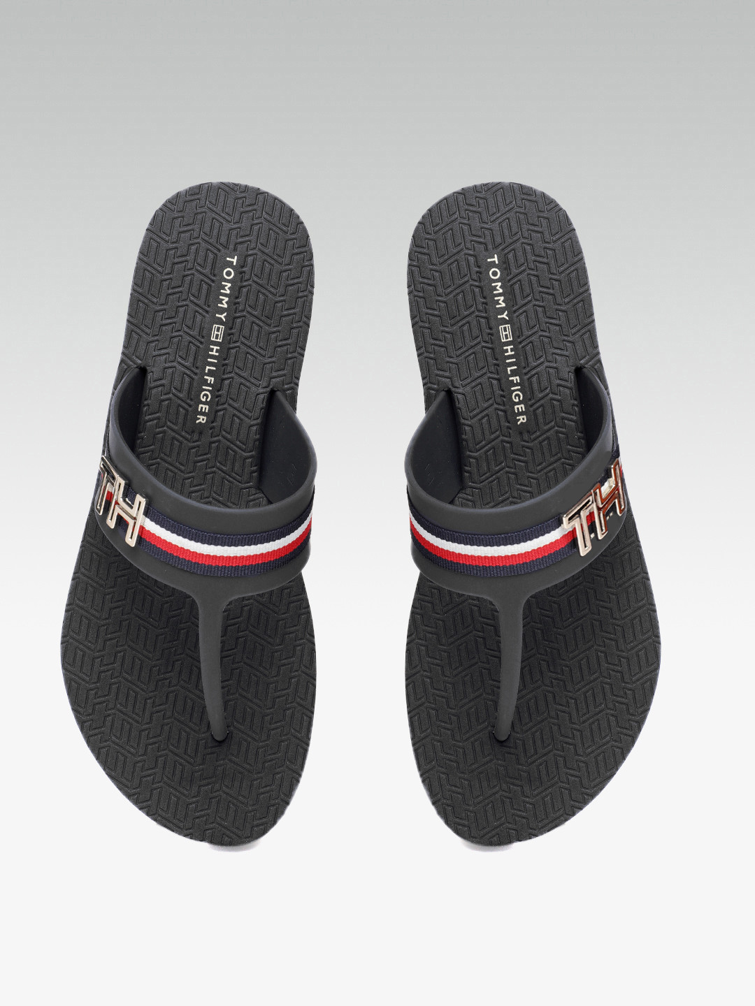 Buy Tommy Hilfiger Women Black Solid Thong Flip Flops Flip Flops for