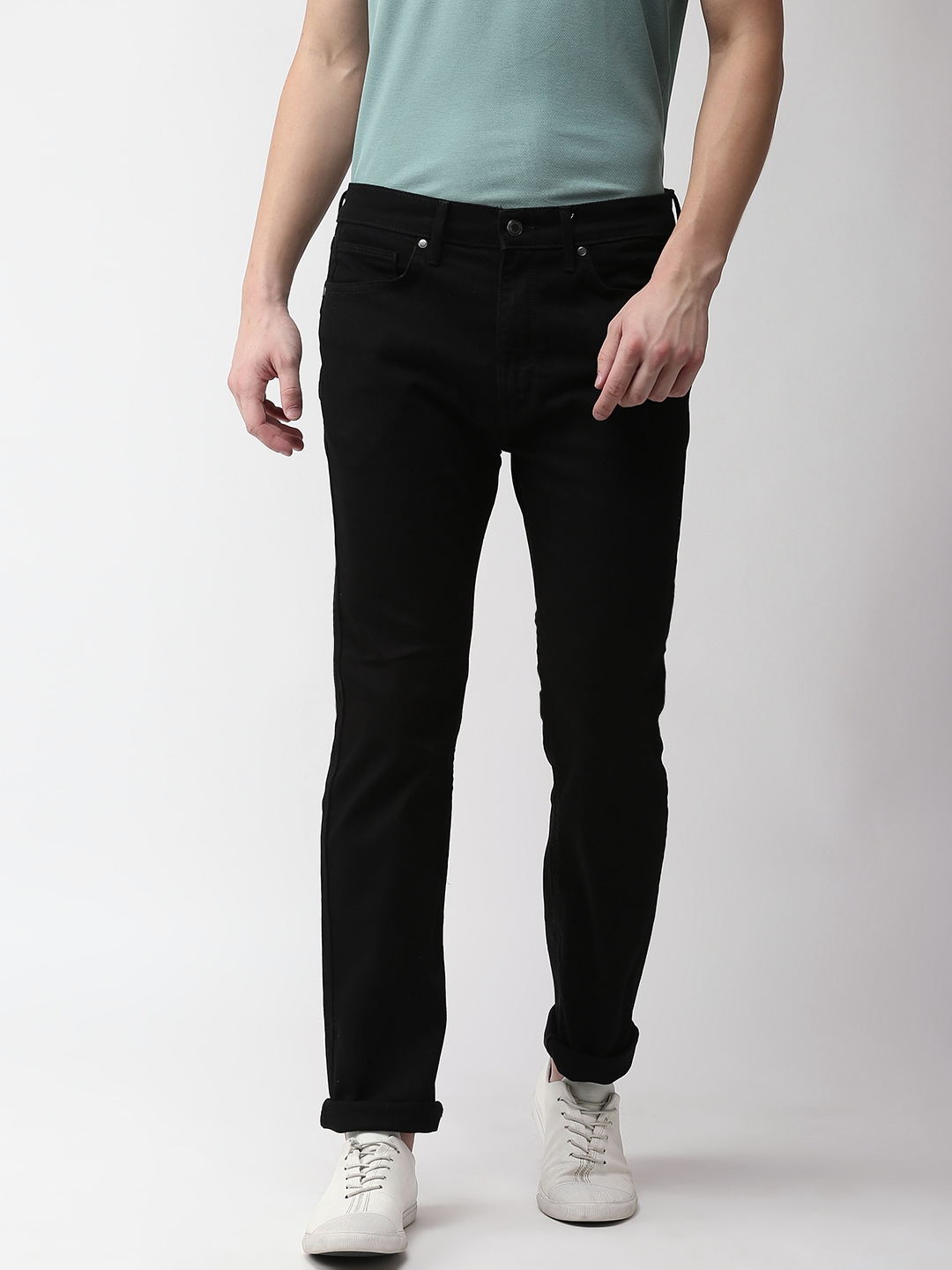straight fit jeans mens black