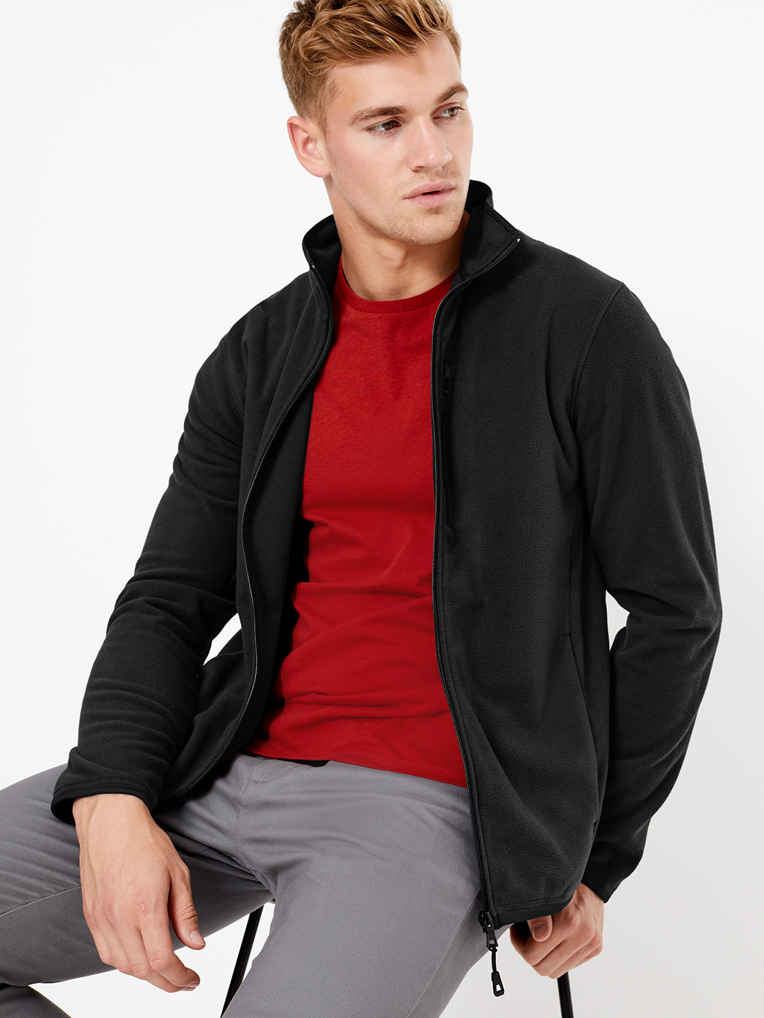 Buy Marks & Spencer Men Black Solid Open Front Jacket Jackets for Men