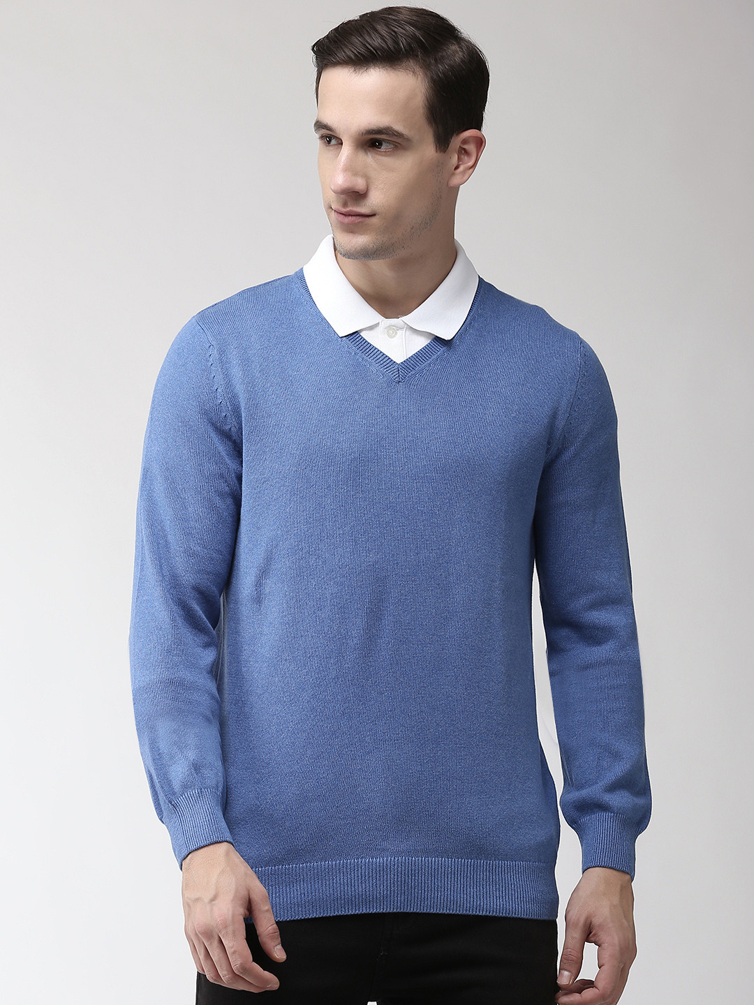 Buy Marks & Spencer Men Blue Solid Sweater Sweaters for Men 10496922