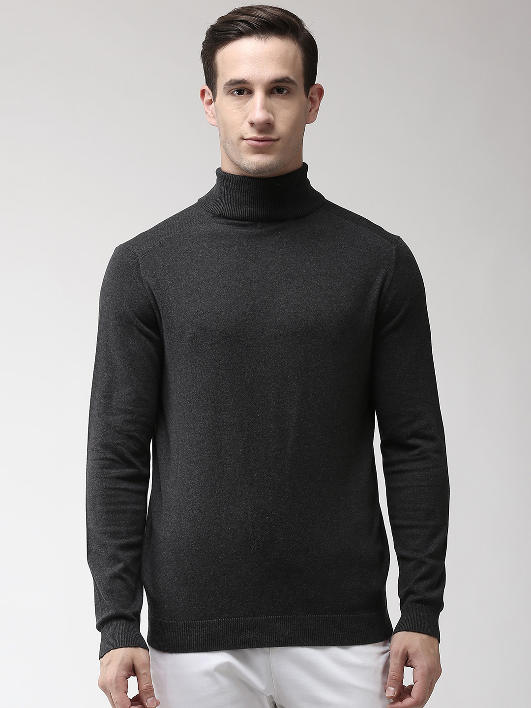 Buy Marks & Spencer Men Charcoal Grey Solid Sweater Sweaters for Men
