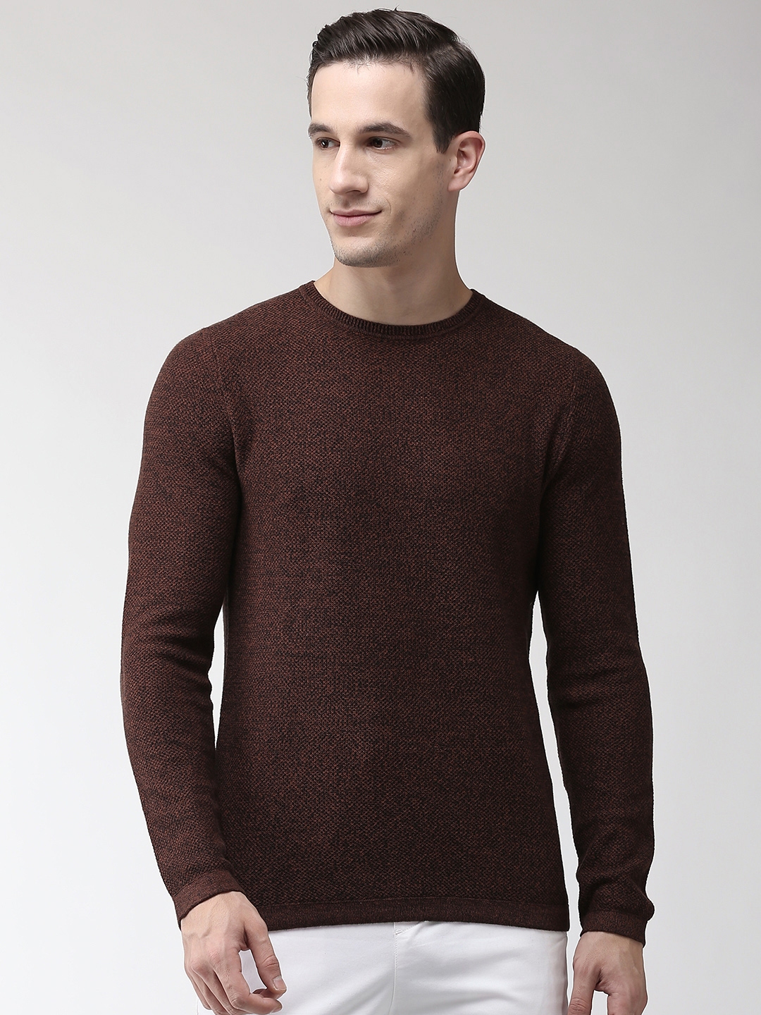 Buy Marks & Spencer Men Rust Brown Solid Sweater - Sweaters for Men ...