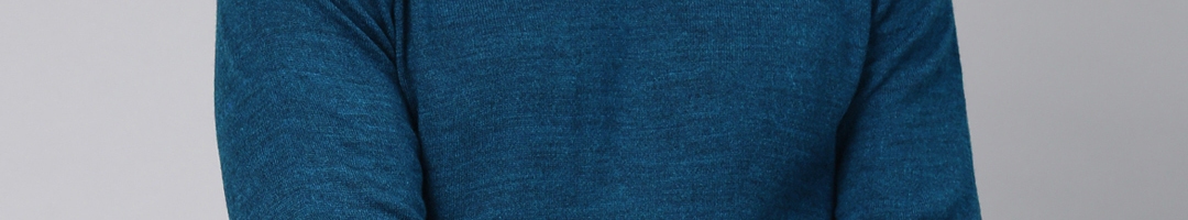 Buy Van Heusen Sport Men Teal Blue Solid Sweater - Sweaters for Men ...