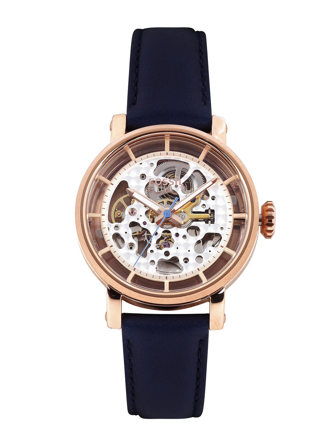 Buy Fossil Women Silver Toned Skeleton Dial Automatic ...