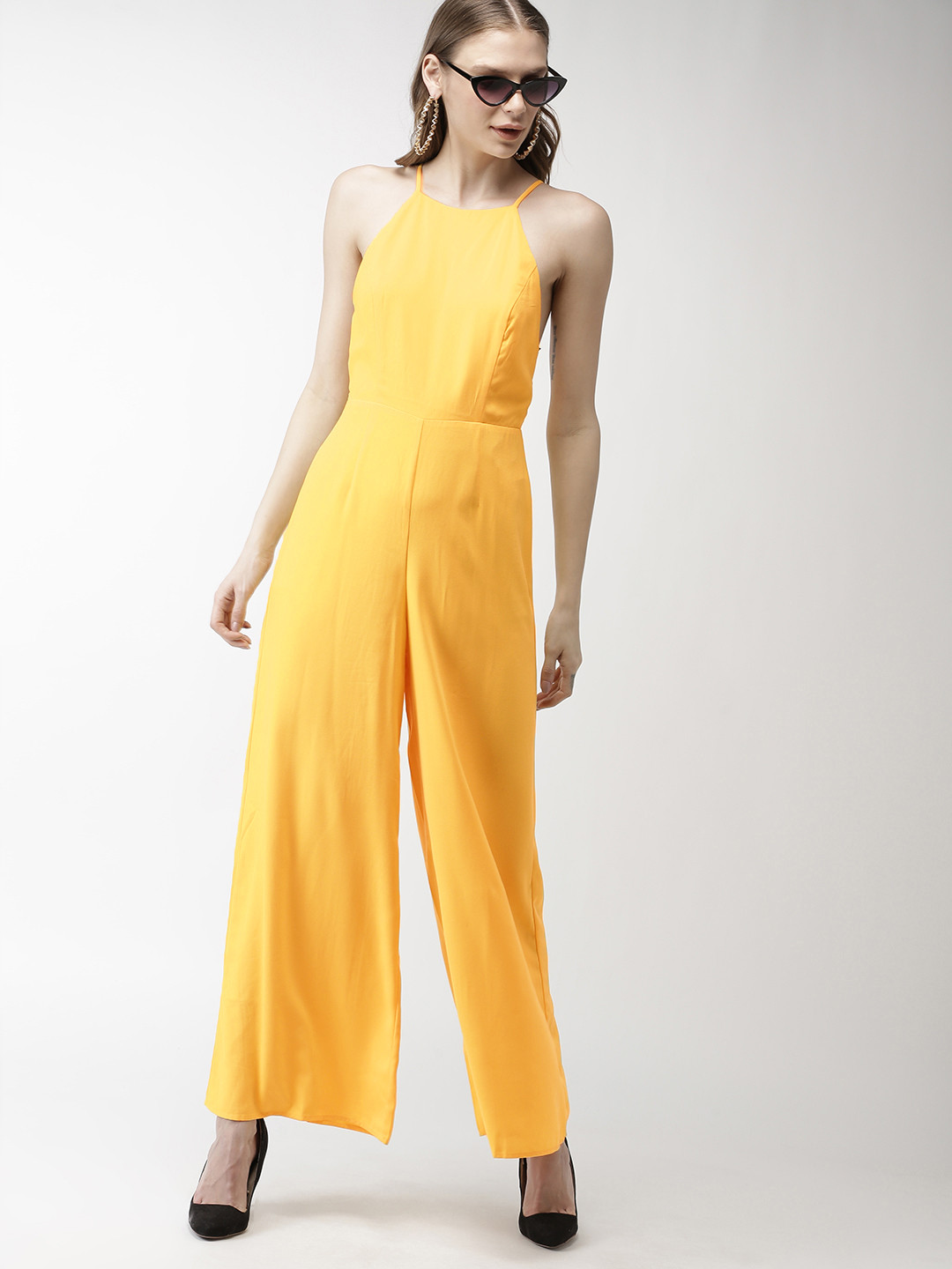 Buy FOREVER 21 Women Yellow Solid Basic Jumpsuit Jumpsuit for Women