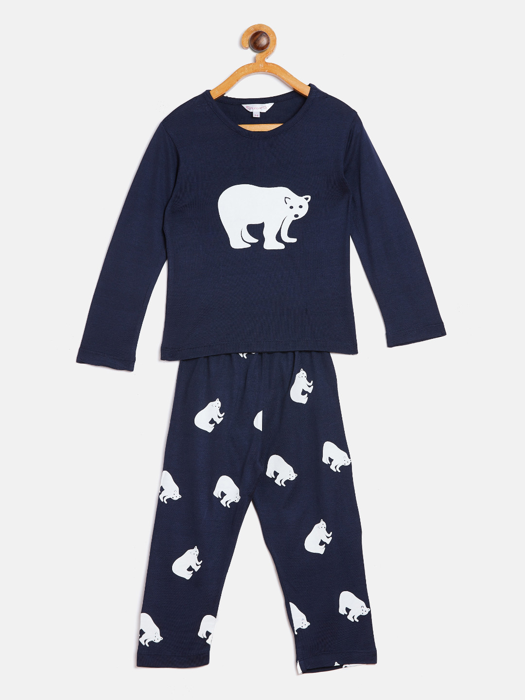 Buy FUNKRAFTS Kids Navy Blue & White Printed Night Suit Night Suits