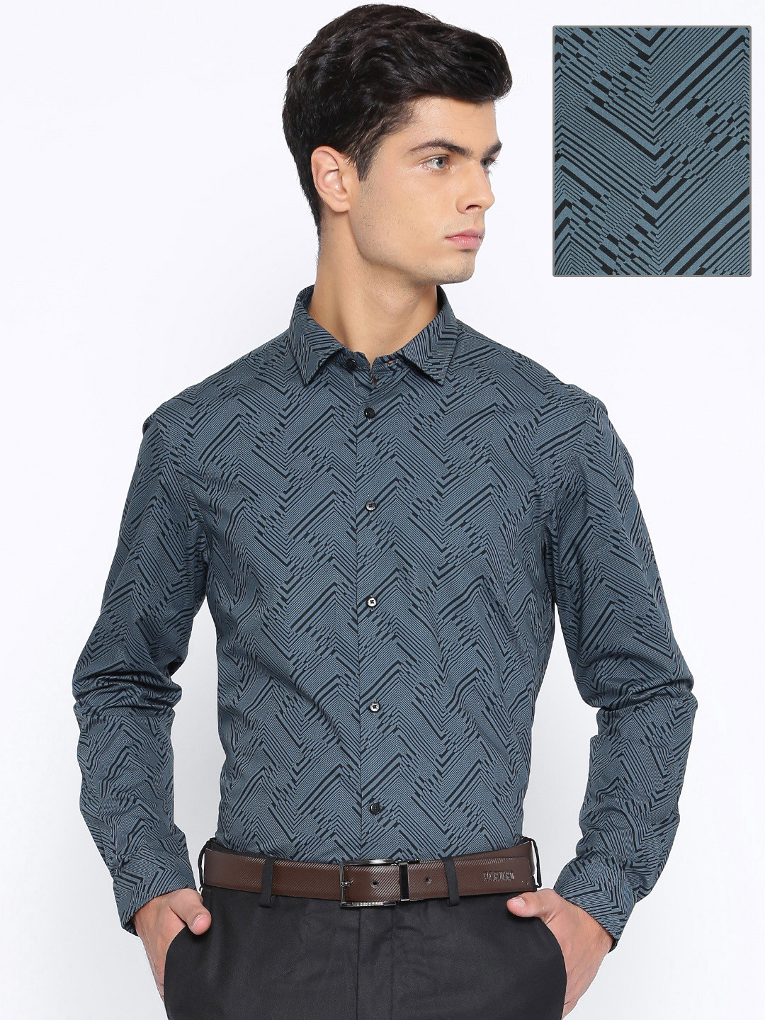 Buy Arrow New York Charcoal Grey Printed Slim Fit Formal Shirt Shirts for Men 1050962 Myntra