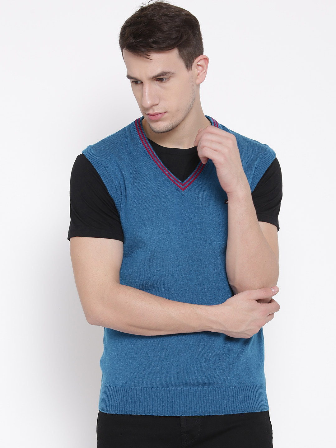 Buy Arrow Sport Blue Men Solid Sleeveless Sweater Sweaters for Men